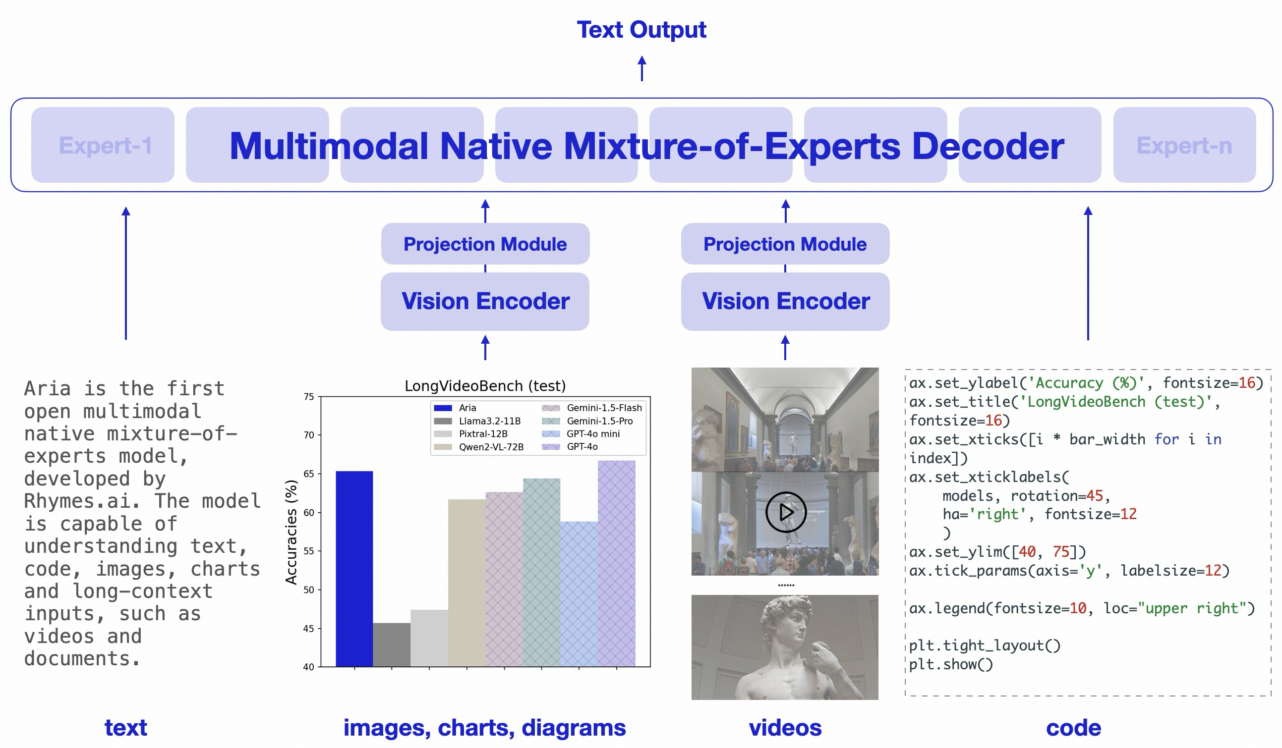 Aria Multimodal Native MoE - An Open Model for ALL Modalities